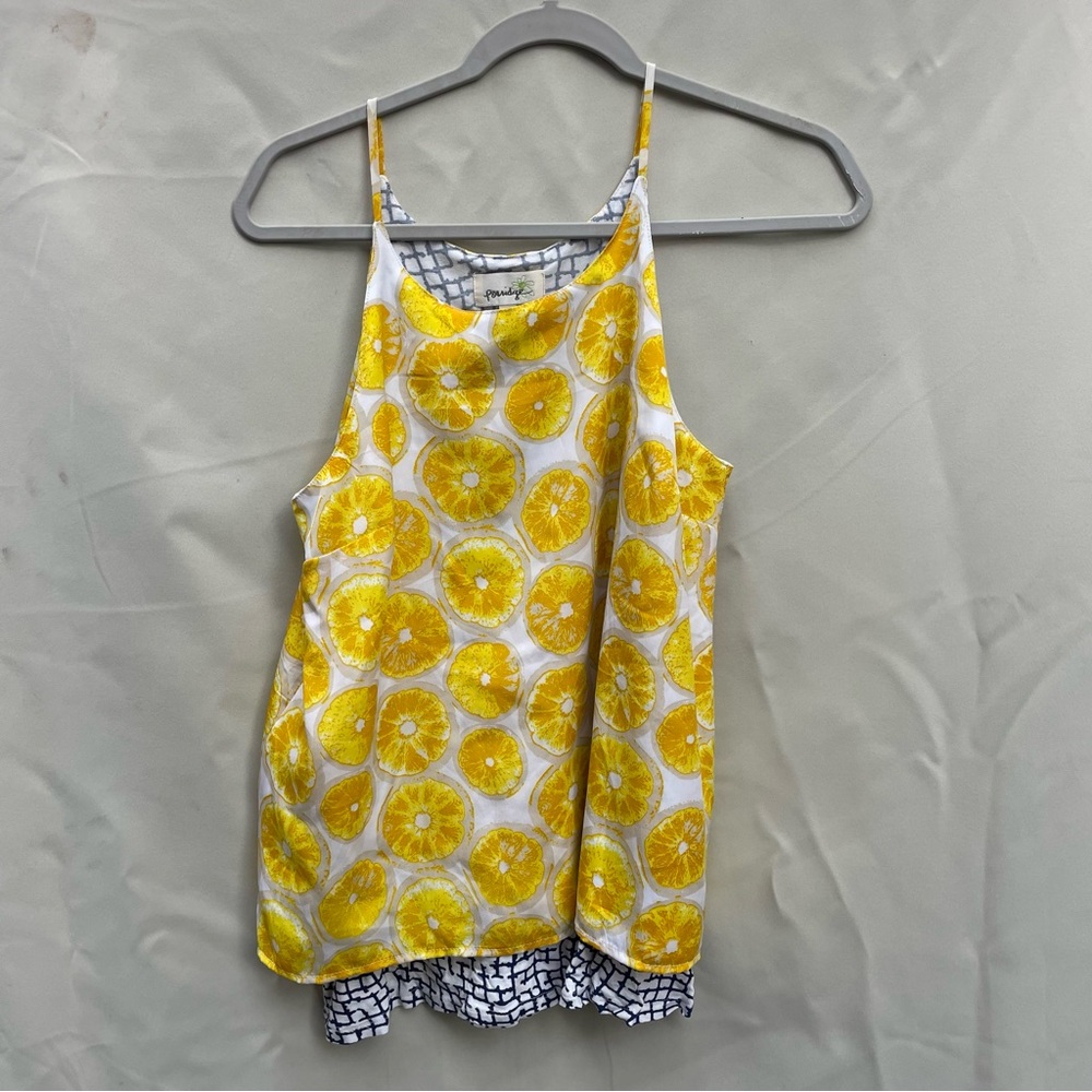 Anthropologie Porridge Lemon Slice Print Swing Layered Top🍋